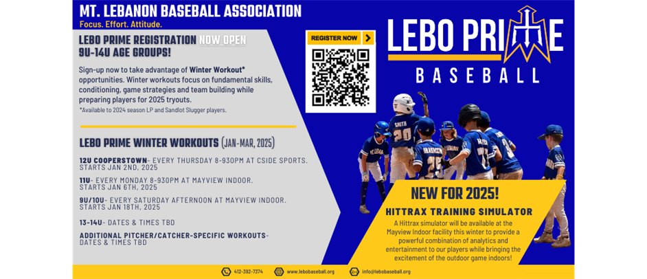 Lebo Prime 9U-14U Registration Open Now